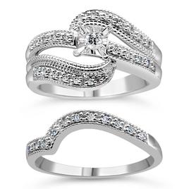 Haus of Brilliance Sterling Silver 1/3ctw. Diamond Bridal Set