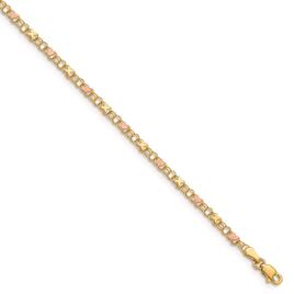 Gold Classics(tm) 14kt Gold & Rose Rhodium X's & Hearts 10in. Anklet