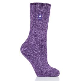 Womens Heat Holders Primrose Twist Crew Socks - Purple