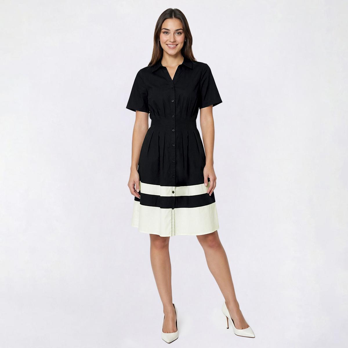 Womens Figueroa & Flower Color Block Stripe Shirtdress