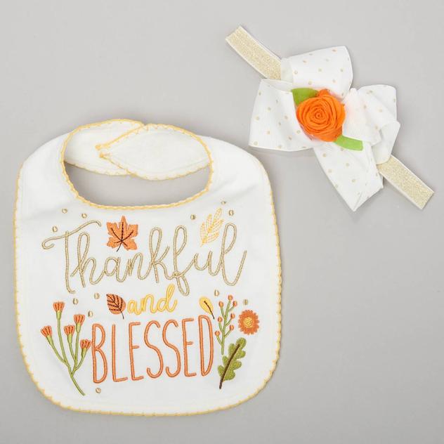 Baby Unisex Baby Essentials® Thankful Blessed Bib & Headband Set