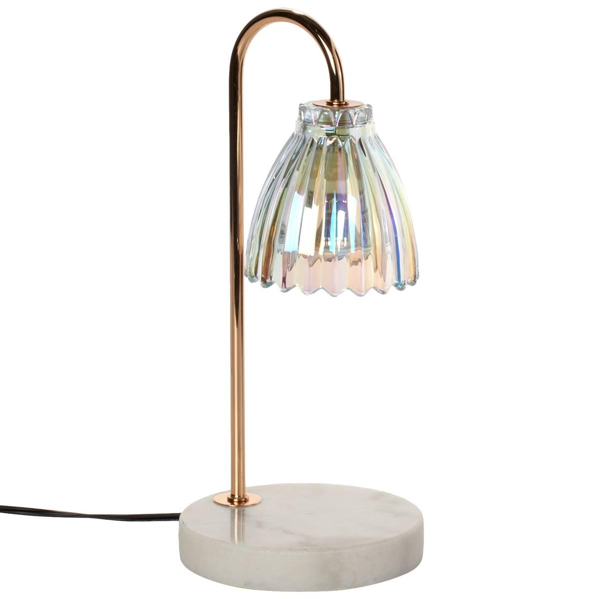 Luze Amber Accented Marble Base with Glass Shade Candle Warmer