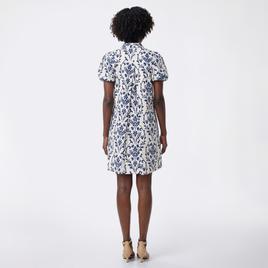 Petite MSK Short Sleeve Puff Sleeve Damask Shift Dress