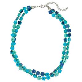Ashley Cooper(tm) Turquoise Multi Shell/Sequin 2 Row Short Necklace