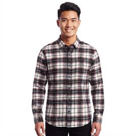 Mens Jackson Hole Long Sleeve Flannel Shirt - Burgundy/Ecru