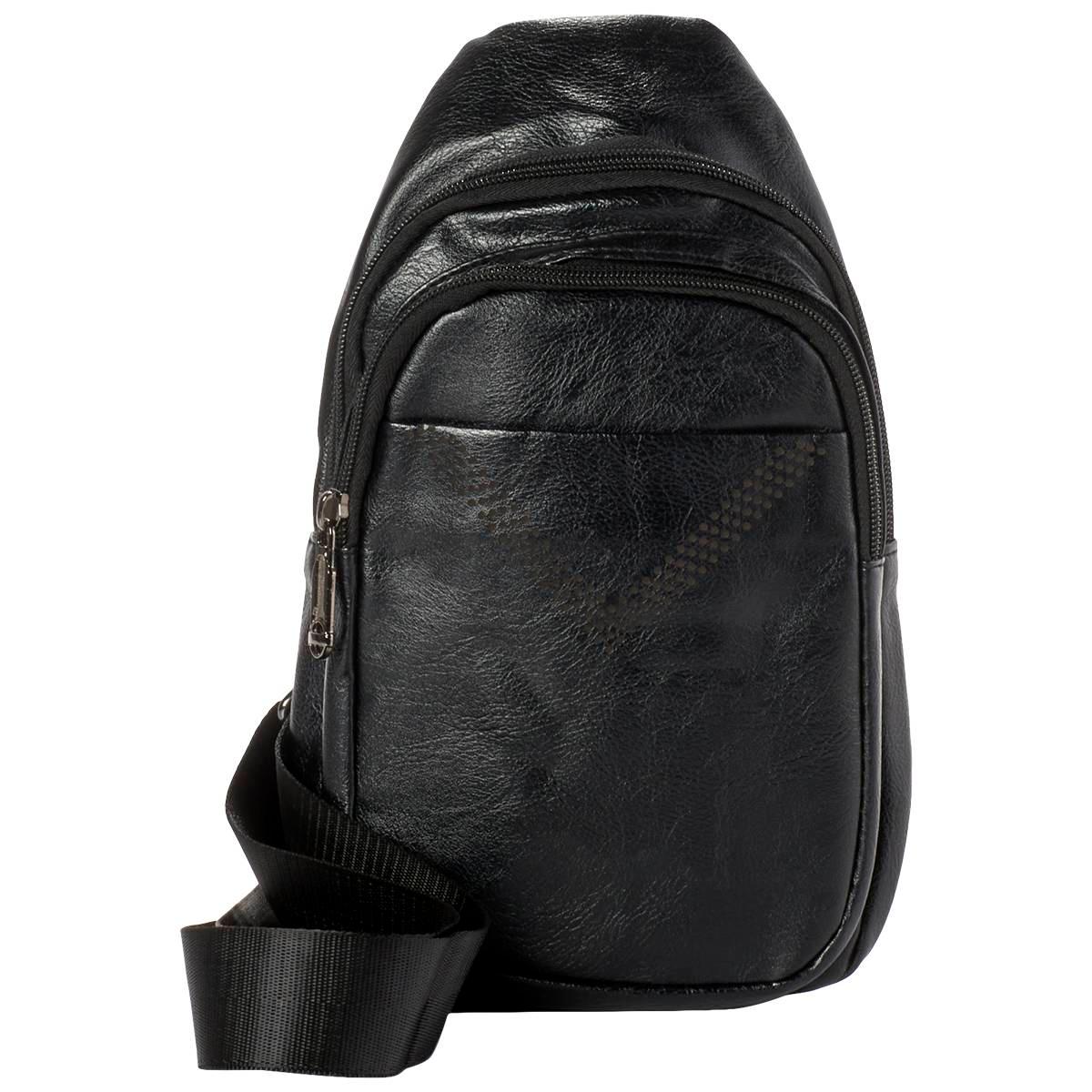 Mens Pleather Sling Bag - Black