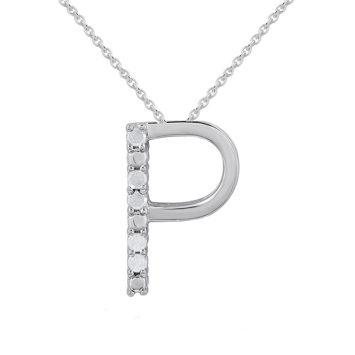 1/20cttw. Natural Diamond Sterling Silver Letter P Pendant