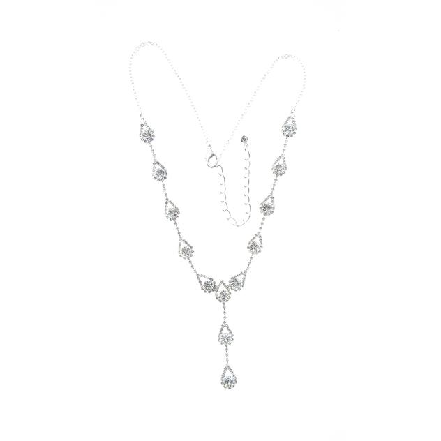 Rosa Rhinestones Silver Plated Teardrop Y-Necklace