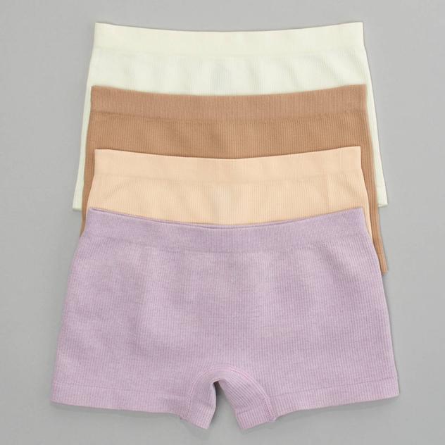 Girls (7-14) Lala® Val 4pk. Ribbed Seamless Boy Short Underwear