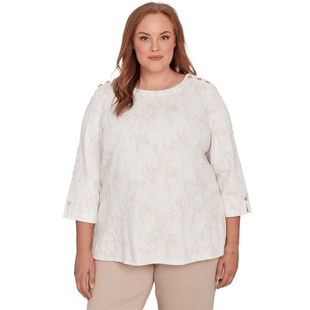 Plus Size Alfred Dunner Saratoga Springs Textured Floral Blouse