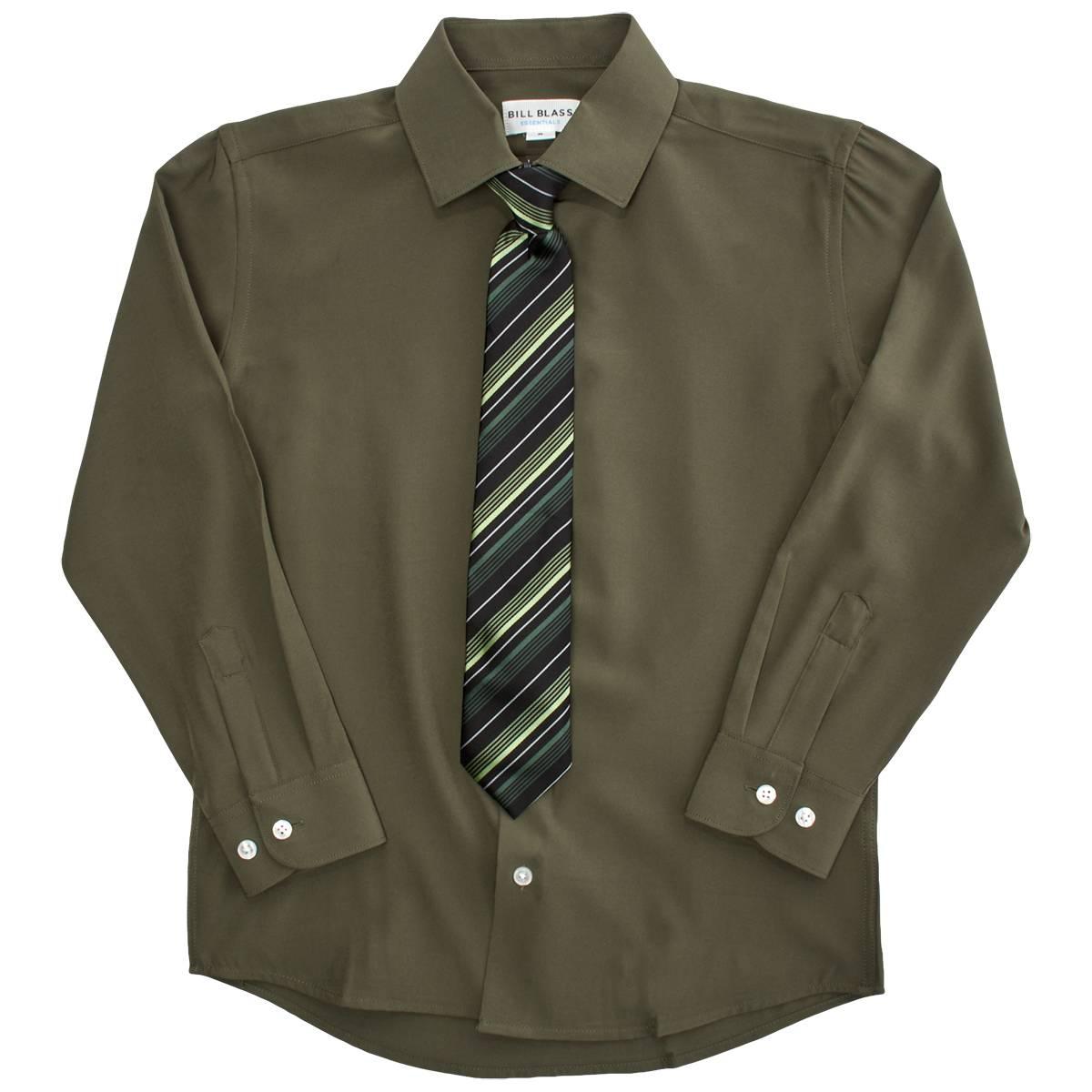Boys (8-20) Bill Blass Dress Shirt & Tie Set - Dark Olive