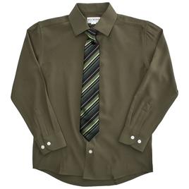 Boys (8-20) Bill Blass Dress Shirt & Tie Set - Dark Olive