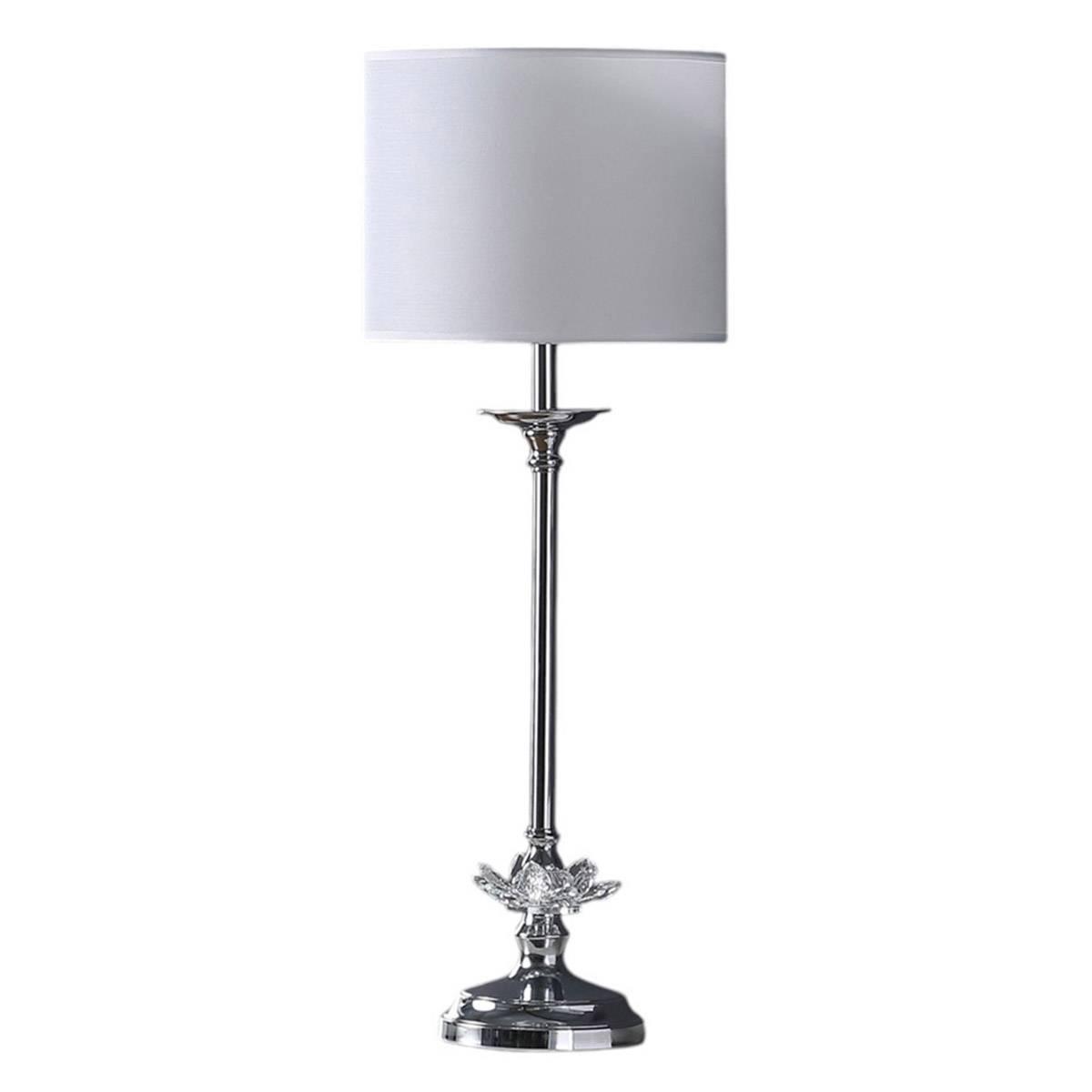 HomeRoots 26in. Silver Metal and Faux Crystal Table Lamp