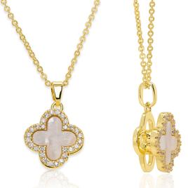14kt. Gold Plated Lab Grown White Clover Spinner Pendant