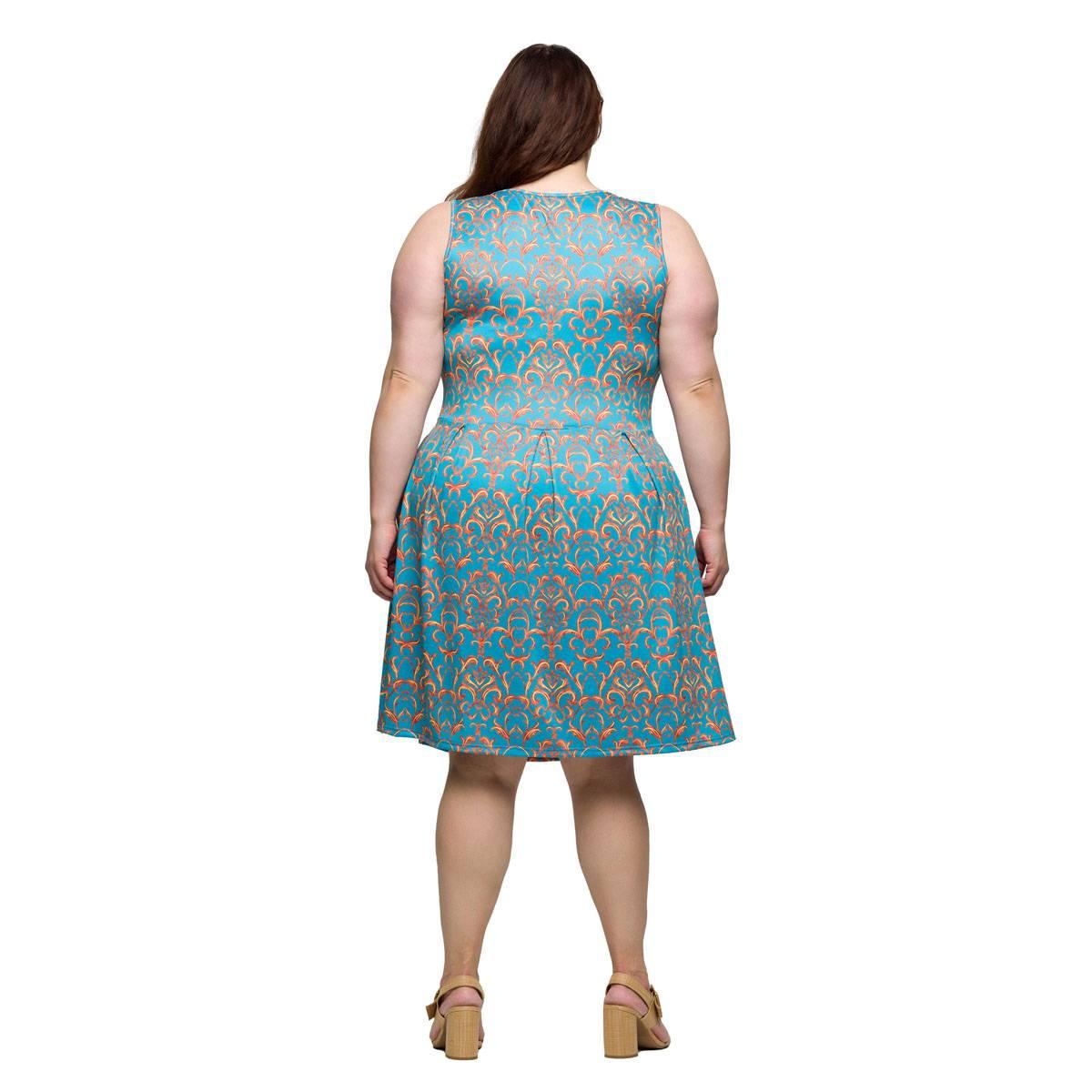 Plus Size 24/7 Comfort Apparel Sky Blue Sleeveless Pocket Dress