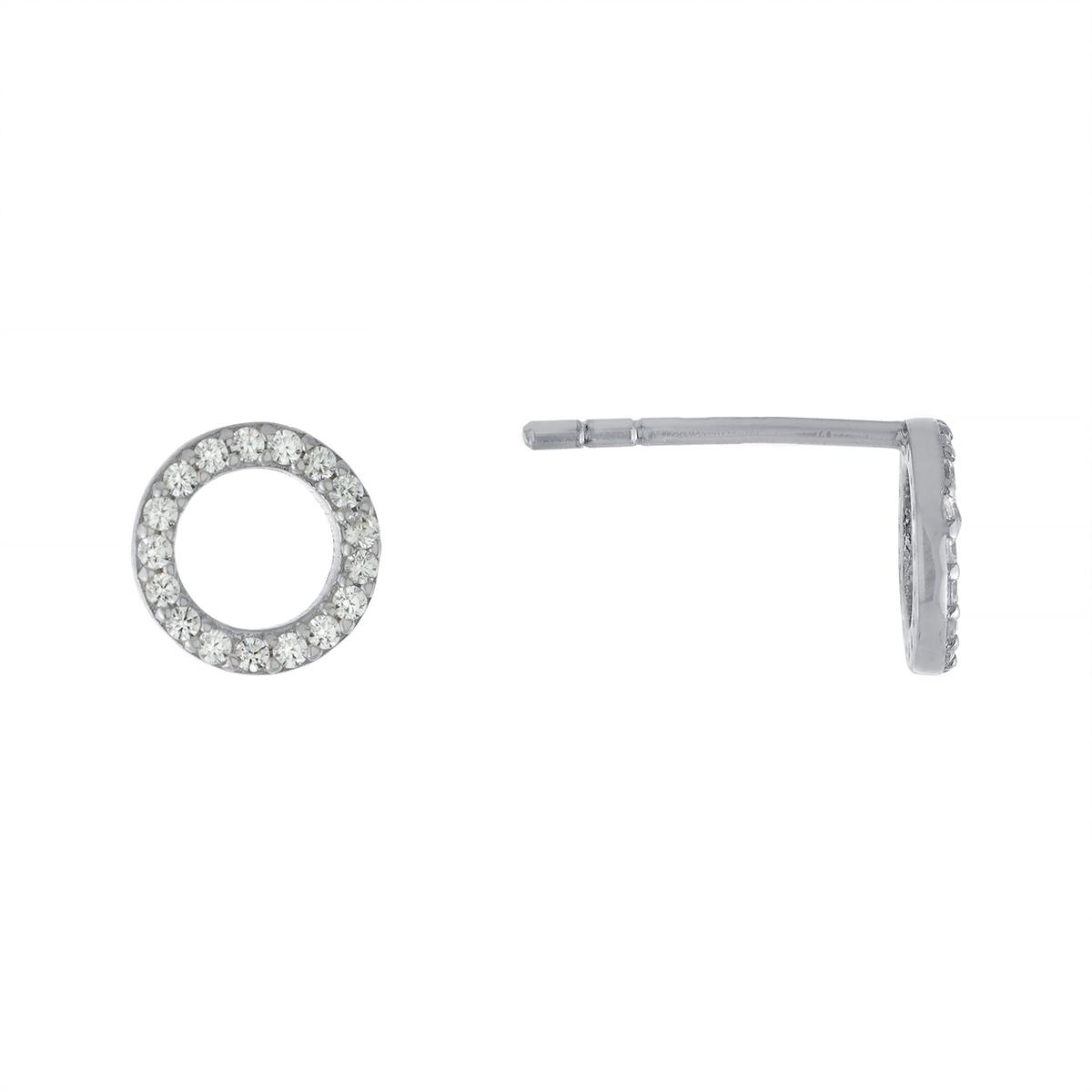 Athra Sterling Silver Cubic Zirconia Open Circle Stud Earrings