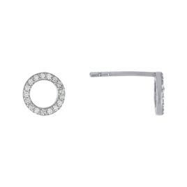 Athra Sterling Silver Cubic Zirconia Open Circle Stud Earrings