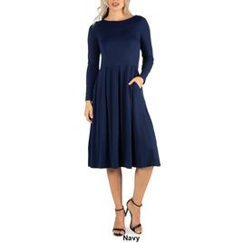 Womens 24/7 Comfort Apparel Fit &amp; Flare Pocket Dress