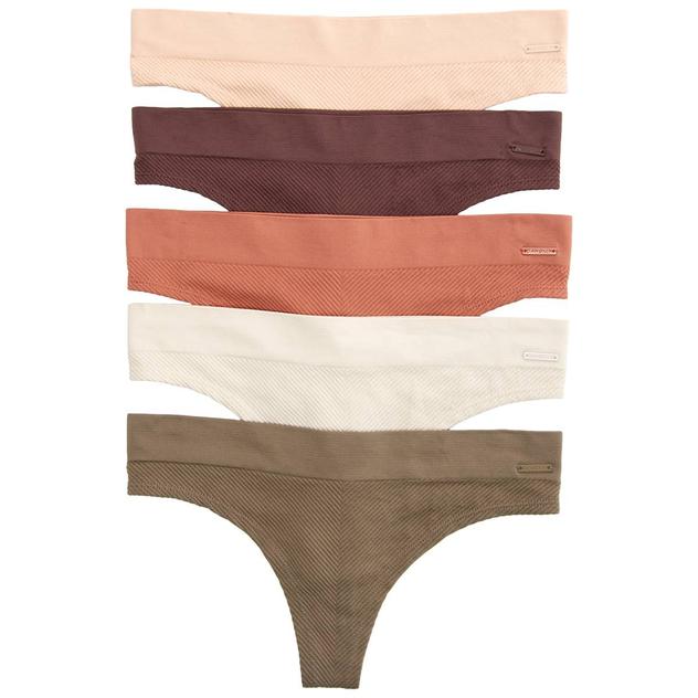 Womens Danskin 5pk. Thong Panties with Ribbing DS3558-5PKE