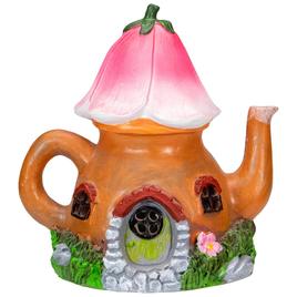 Northlight Seasonal 7in. Solar Flower Tea Pot Garden Statue