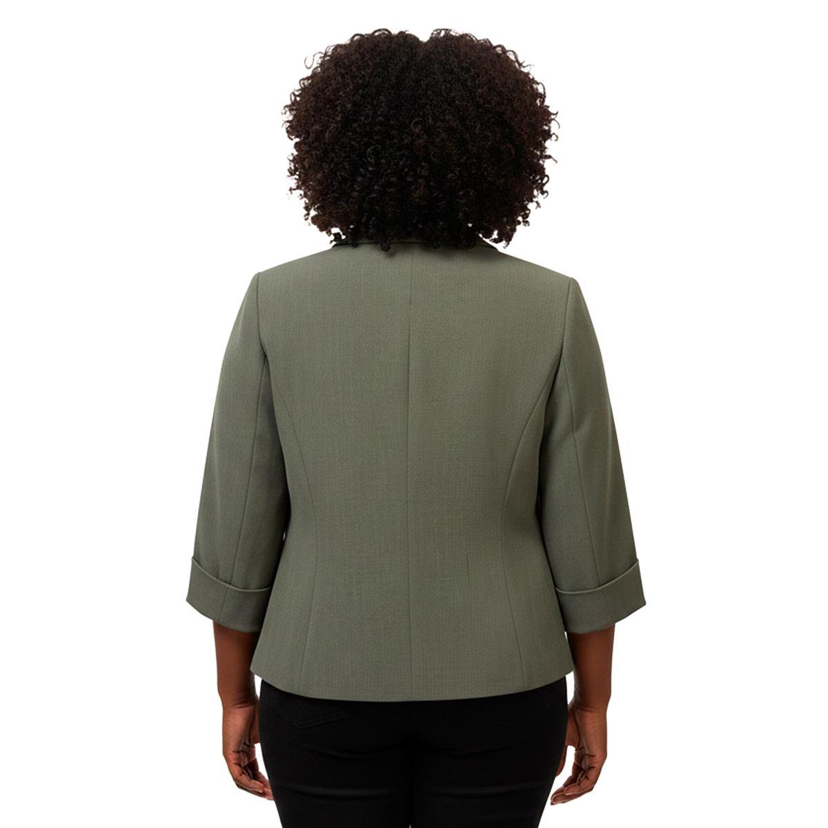 Plus Size Kasper 3/4 Sleeve Shawl Collar Welt Pockets Blazer