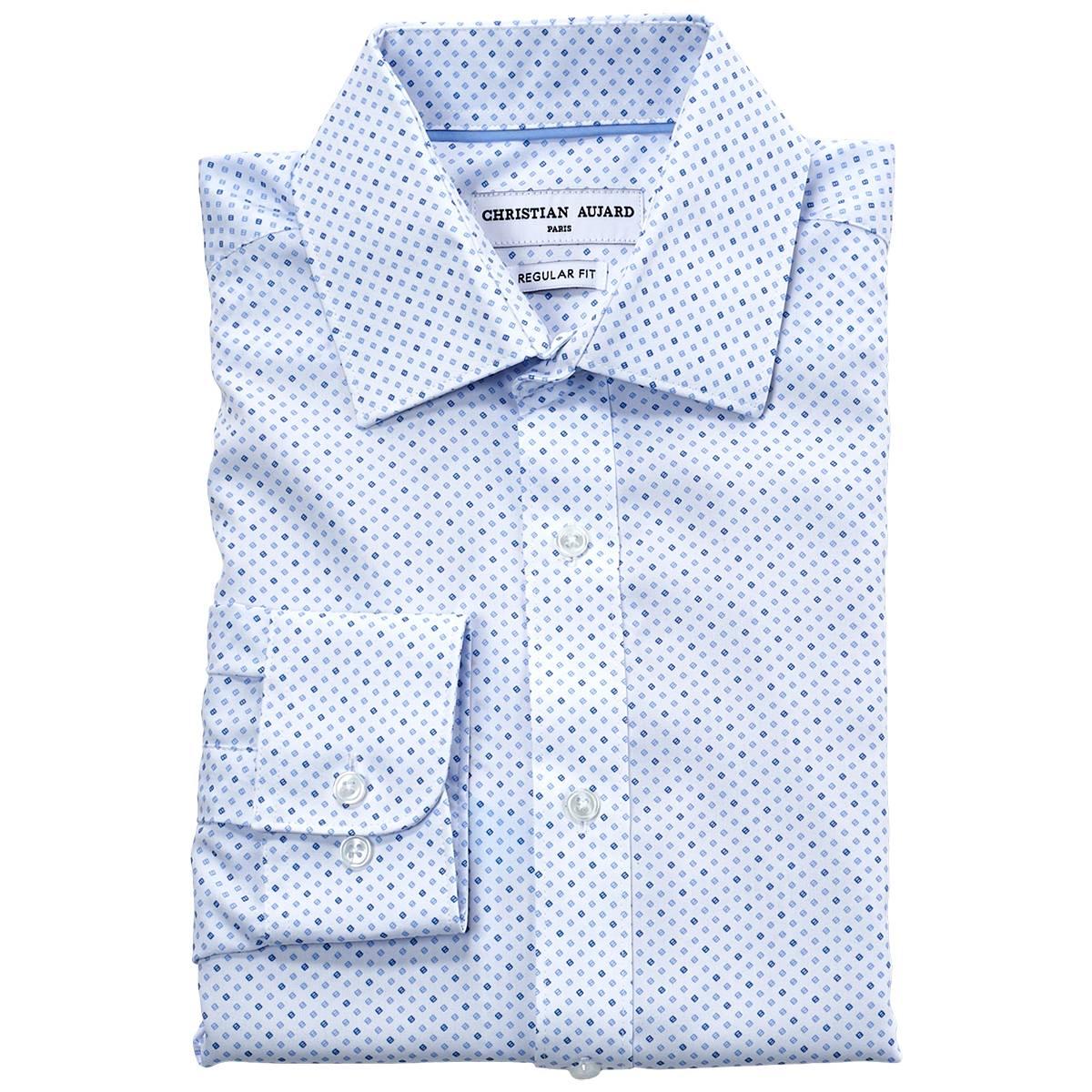 Mens Christian Aujard Regular Fit Stretch Dress Shirt - Blue Dots