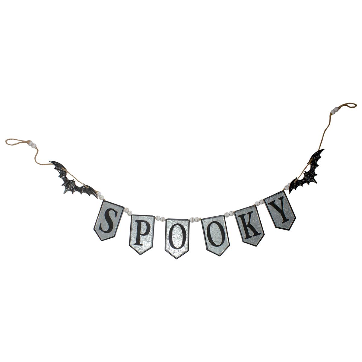 Northlight Seasonal Grey and Black SPOOKY Halloween Bat Banner