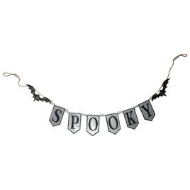 Northlight Seasonal Grey and Black SPOOKY Halloween Bat Banner