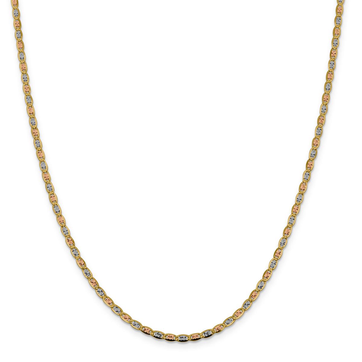 Unisex Gold Classics(tm) 2.75mm. 14k Tri-Color Valentino Necklace