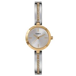 Womens Timex(R) Two-Tone Crystal Semi Bangle Watch - TW2W96200JT