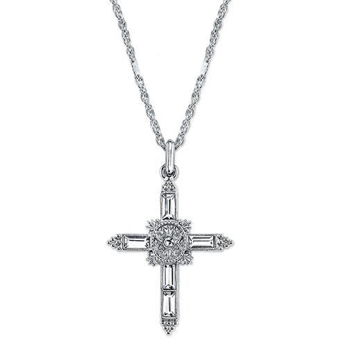 Symbols of Faith Clear Crystal Cross Necklace