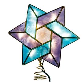 Kurt Adler 10-Light Capiz Color Star of David Treetop