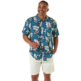 Mens Joe Marlin Leaf Button Down Shirt - Dragonfly Teal
