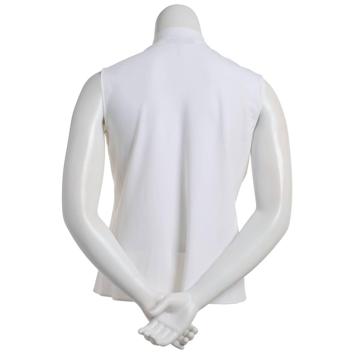 Plus Size Kasper Sleeveless Solid Tie Neck Blouse