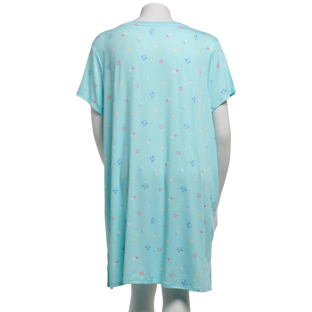 Plus Size Jaclyn Short Sleeve Tossed Icon Neck Nightshirt