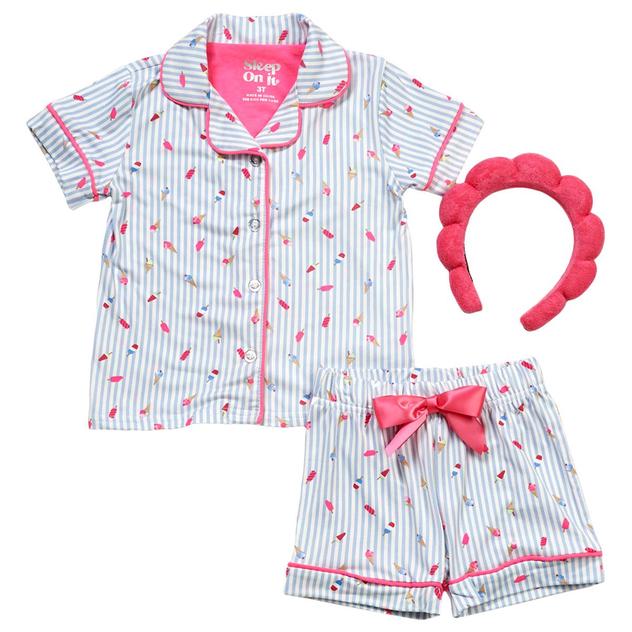 Toddler Girl Sleep On It® 3pc. Striped Ice Cream Pajama Set