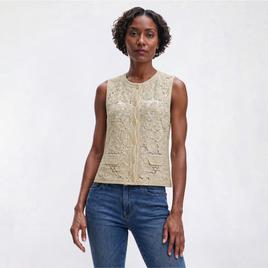 Womens Adrianna Papell Crochet Button Front Sweater Vest