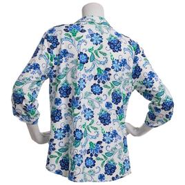 Womens Emily Daniel 3/4 Sleeve Scroll Jacquard Henley Blouse