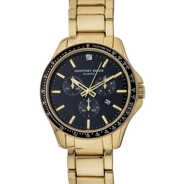 Mens Geoffrey Beene® Gold-Tone Diamond Bracelet Watch - GBA0018GD
