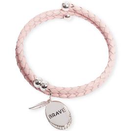 Beautiful Blessings Pink Leather Coil Bracelet with Brave Charm