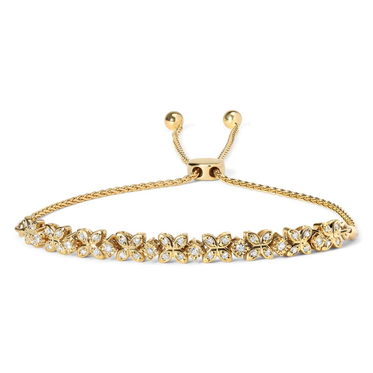 Haus of Brilliance Gold Plated 1/4ctw. Diamond Link Bolo Bracelet