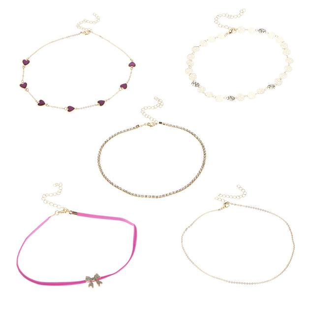 Ashley 5pc. Gold-Tone Heart & Pearl Bow Choker Set