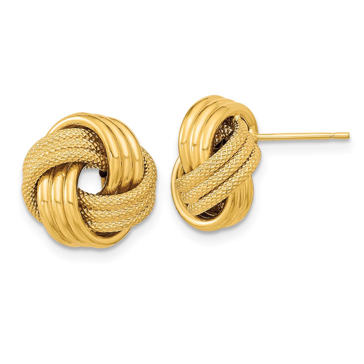 Gold Classics(tm) 12.5mm Triple Love Knot Stud Earrings