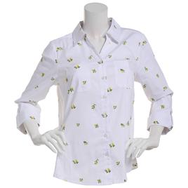 Womens Emily Daniels Long Sleeve Button Front Top - Ditsy Lemon