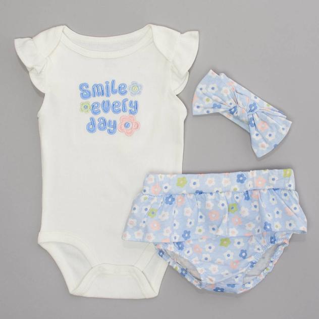 Baby Girl (NB-9M) René Rofé® Smile Bodysuit & Floral Bloomers Set