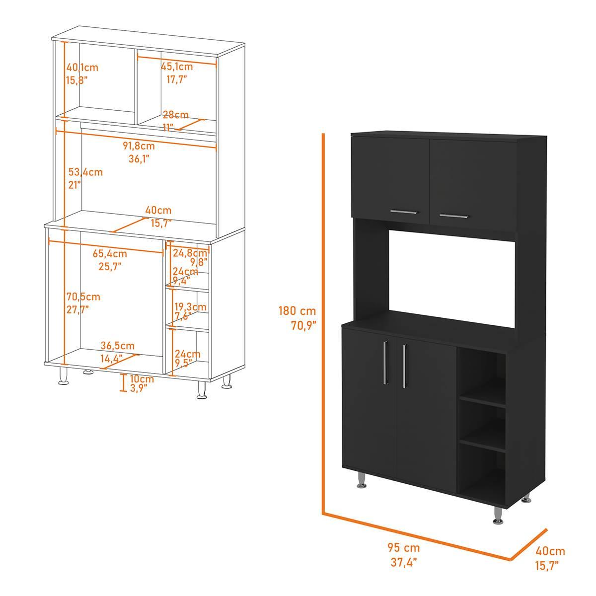 FM FURNITURE Colorado Black Wengue Pantry Cabinet