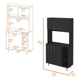 FM FURNITURE Colorado Black Wengue Pantry Cabinet