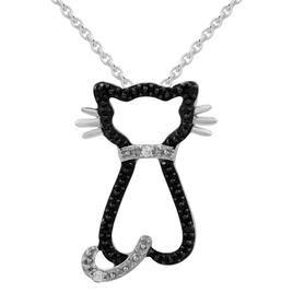 1/20ctw. Natural Diamond Sterling Silver Cat Pendant Necklace