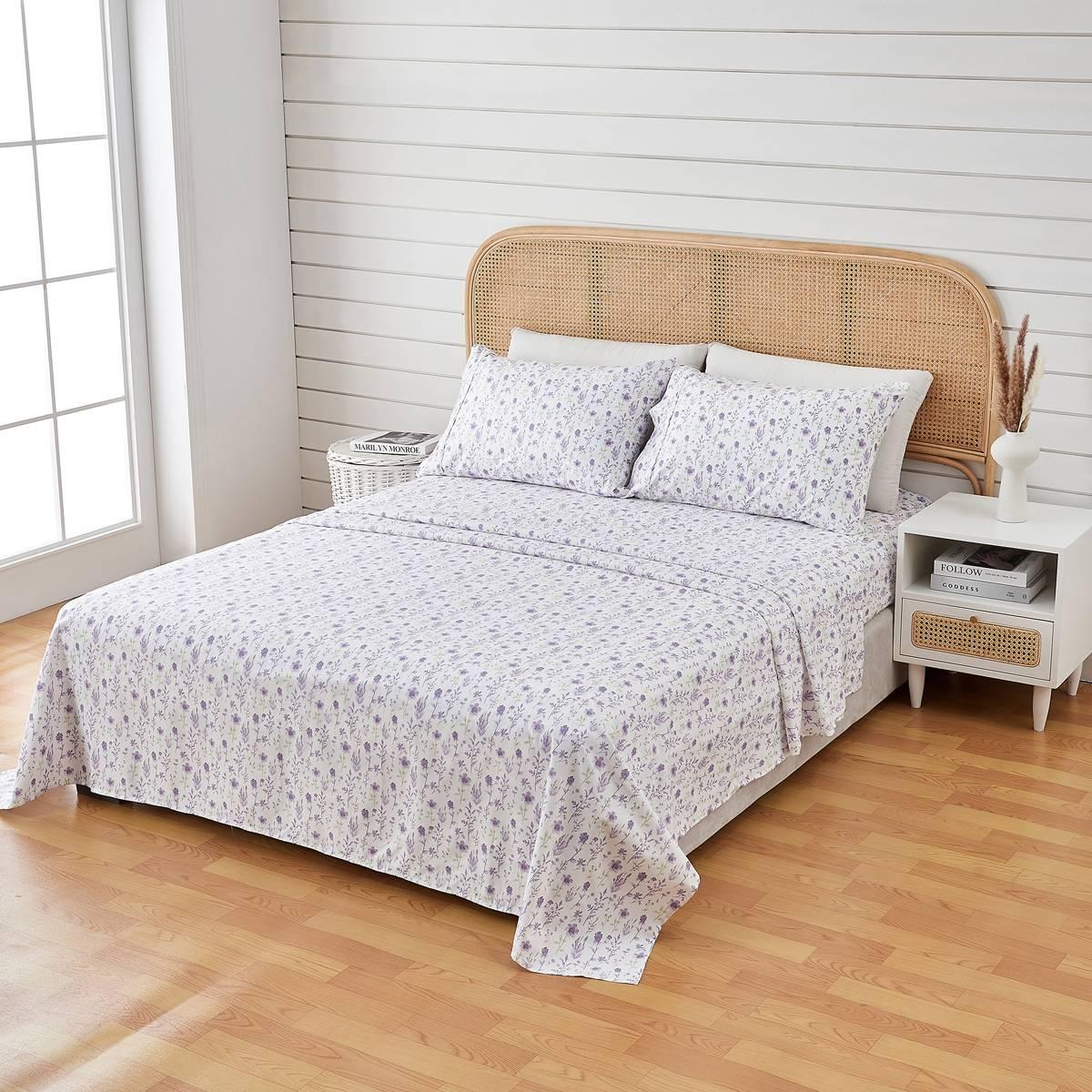FreshFolds Delia Premium Lavender Floral Microfiber Sheet Set