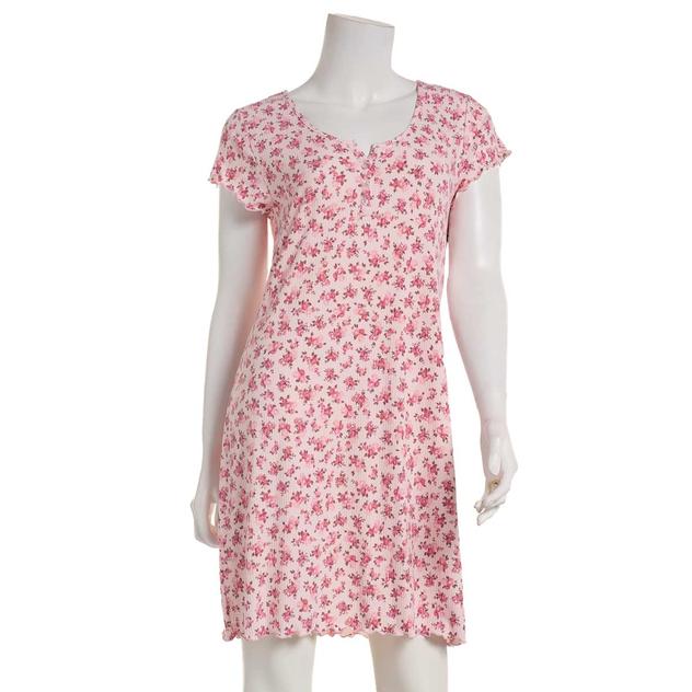 Womens Laura Ashley® Short Sleeve Floral Lettuce Edge Nightshirt